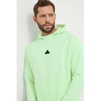 adidas bluză Z.N.E bărbați, culoarea verde, cu glugă, cu imprimeu IR5212