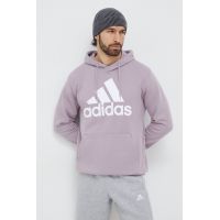 adidas hanorac de bumbac bărbați, culoarea violet, cu glugă, cu imprimeu IS1353