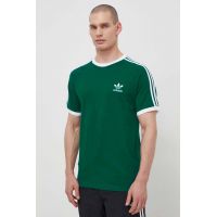 adidas Originals tricou din bumbac 3-Stripes Tee bărbați, culoarea verde, cu imprimeu, IM9387