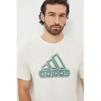 adidas tricou din bumbac bărbați, culoarea bej, cu imprimeu IS2873
