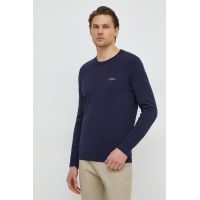 Aeronautica Militare pulover de bumbac culoarea albastru marin, light