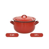 Set 6 cratite emailate bombate 2,5 L cu capac en-gross