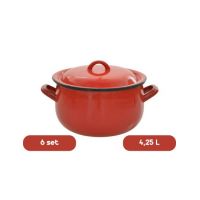 Set 6 cratite emailate bombate 4,25 L cu capac en-gross