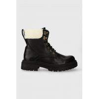 Answear Lab botine culoarea negru, cu toc plat, izolare usoara