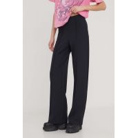 Abercrombie & Fitch pantaloni femei, culoarea negru, lat, high waist