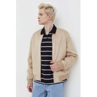 Abercrombie & Fitch geaca bomber barbati, culoarea bej, de tranzitie