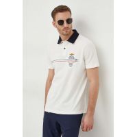 Aeronautica Militare polo de bumbac culoarea alb, cu imprimeu