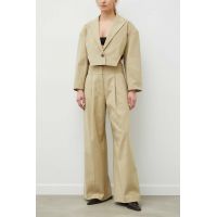2NDDAY pantaloni femei, culoarea bej, lat, high waist