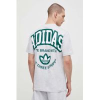 adidas Originals tricou din bumbac bărbați, culoarea gri, cu imprimeu IS2929