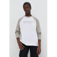 Hollister Co. longsleeve din bumbac culoarea bej, modelator