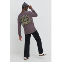 Hollister Co. longsleeve din bumbac culoarea violet, cu imprimeu