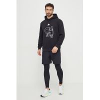 adidas bluză bărbați, culoarea negru, cu glugă, cu imprimeu IP4071