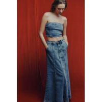 Answear Lab fusta jeans maxi, evazati