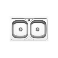 Chiuveta Sanobi, 2 Cuve universale, Inox lucios, pe masca, 80 x 50 cm
