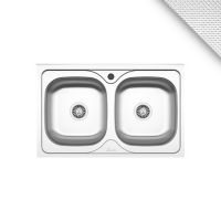 Chiuveta Sanobi, 2 Cuve universale, Inox texturat, pe masca, 80 x 50 cm