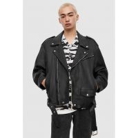 Jacheta biker din piele cu terminatie ajustabila