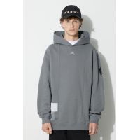 A-COLD-WALL* hanorac de bumbac BRUTALIST HOODIE bărbați, culoarea verde, cu glugă, cu imprimeu ACWMW134A