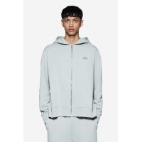A-COLD-WALL* hanorac de bumbac Brutalist Zip Hoodie bărbați, culoarea gri, cu glugă, cu imprimeu ACWMW073.-LIGHTGREY
