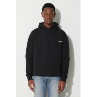 A-COLD-WALL* hanorac de bumbac ESSENTIALS SMALL LOGO HOODIE bărbați, culoarea negru, cu glugă, uni ACWMW145