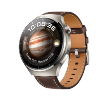 HUAWEI WATCH 4 Pro cu eSIM, carcasă Titan de grad aerospațial, curea Dark Brown Leather, Android/iOS