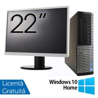 Pachet Calculator Refurbished DELL OptiPlex 7010 Desktop, Intel Core i7-3770 3.40GHz, 8GB DDR3, 240GB SSD Nou + Monitor 22 Inch + Windows 10 Home