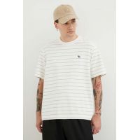 Abercrombie & Fitch tricou din bumbac barbati, culoarea bej, modelator