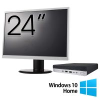 Pachet Calculator HP EliteDesk 800 G5 Mini PC, Intel Core i5-9500 3.00-4.40GHz, 16GB DDR4, 512GB SSD + Monitor 24 Inch + Windows 10 Home