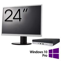 Pachet Calculator HP EliteDesk 800 G5 Mini PC, Intel Core i5-9500 3.00-4.40GHz, 16GB DDR4, 512GB SSD + Monitor 24 Inch + Windows 10 Pro