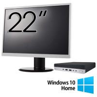 Pachet Calculator HP EliteDesk 800 G5 Mini PC, Intel Core i5-9500 3.00-4.40GHz, 8GB DDR4, 256GB SSD + Monitor 22 Inch + Windows 10 Home