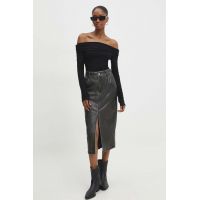 Answear Lab fusta culoarea gri, midi, drept