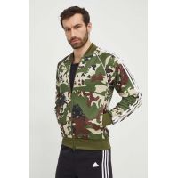 adidas Originals bluză bărbați, culoarea verde, cu imprimeu IS0253