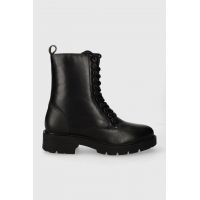 Answear Lab cizme de piele femei, culoarea negru, cu toc plat