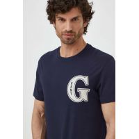 Gant tricou din bumbac barbati, culoarea albastru marin, cu imprimeu