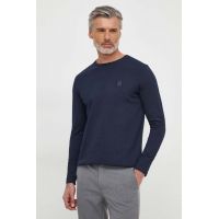 BOSS Orange longsleeve din bumbac culoarea bleumarin, cu imprimeu 50512111