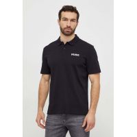 HUGO polo de bumbac culoarea negru, cu imprimeu 50509960