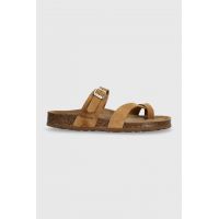 Barbour slapi din piele intoarsa Langton femei, culoarea bej, cu toc plat, LFO0706TA12