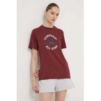 Converse tricou din bumbac culoarea bordo, cu imprimeu