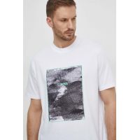 BOSS Orange tricou din bumbac bărbați, culoarea alb, cu imprimeu 50518900