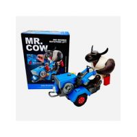 Jucarie interactiva Taur cu utilaj agricol, cu lumini, actionat cu manivela, 24×18cm, multicolor, +3ani, en-gros