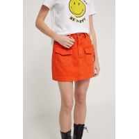 Desigual fusta jeans culoarea portocaliu, mini, creion