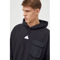 adidas bluză bărbați, culoarea negru, cu glugă, uni IR5180