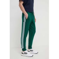 adidas pantaloni de trening din bumbac culoarea verde, cu imprimeu  IS1392