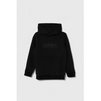 adidas bluza copii culoarea negru, cu glugă, cu imprimeu