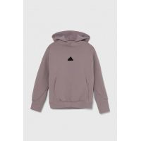 adidas bluza copii culoarea violet, cu glugă, cu imprimeu