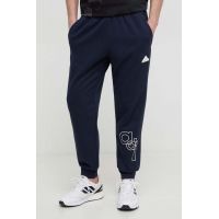 adidas pantaloni de trening culoarea bleumarin, cu imprimeu IS2012