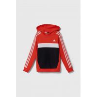 adidas bluza copii culoarea rosu, cu glugă, cu imprimeu