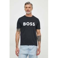 BOSS Green tricou din bumbac bărbați, culoarea bleumarin, cu imprimeu 50512866