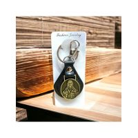 Breloc engros din piele cu icoana metalica C025