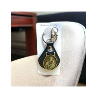 Breloc engros din piele cu icoana metalica C025