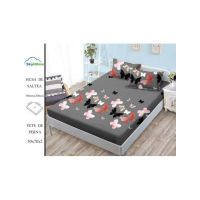 Husa Finet cu Elastic En-Gros, pentru Pat Dublu, 180 x 200 cm, 2 Fete de Perna, Gri Inchis